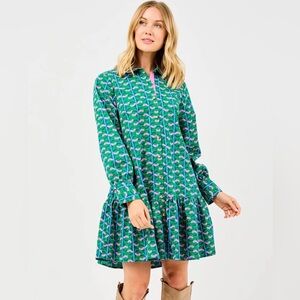 Stylish Green and Pink Mini Dress
